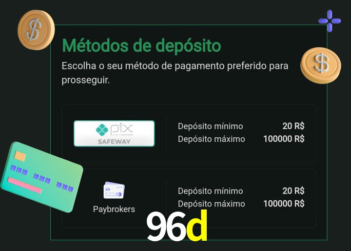 O cassino 96d oferece uma grande variedade de métodos de pagamento